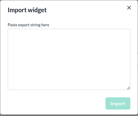 The Import widget dialog with the export string pasted in