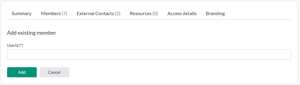 Adding an existing user to the organization by user id