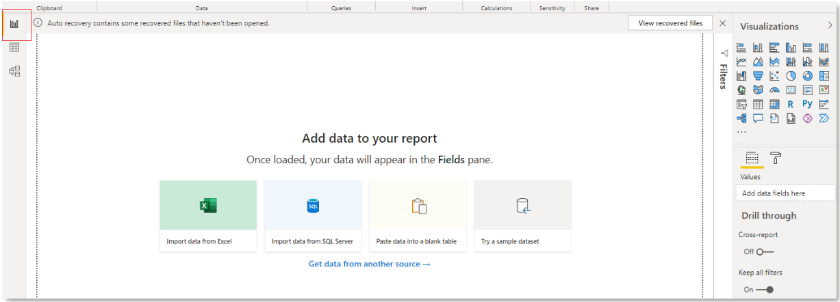 Figure 25: Start the report editor by clicking the graph icon (top left)
