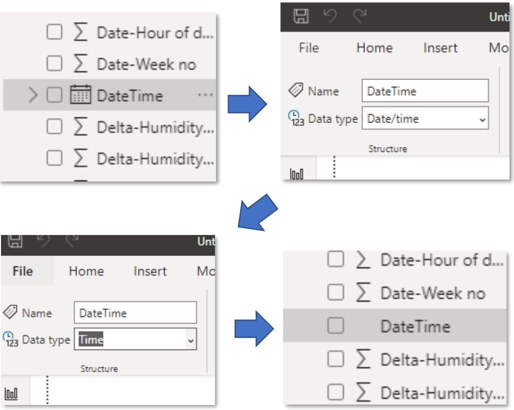 Figure 26: Change the data type of the datetime column