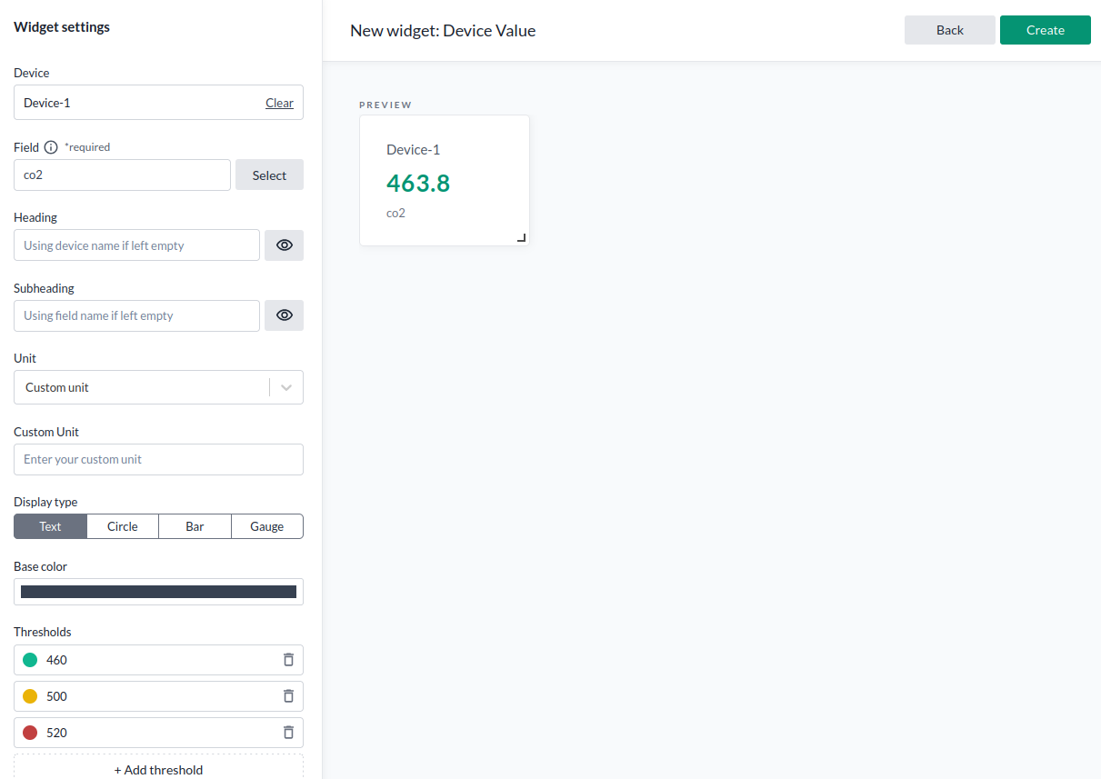 Device Value widget
