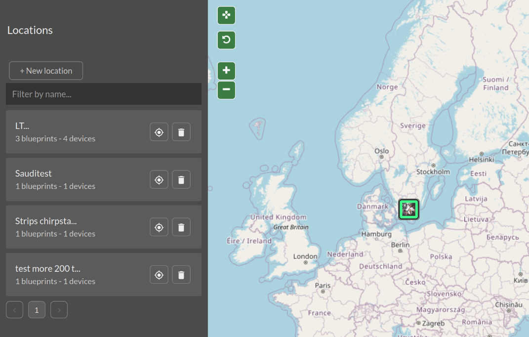 Die App-Karte Location Manager auf der Seite Apps