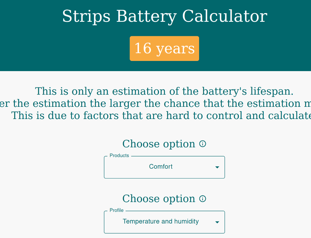 Die App-Karte Strips Battery Calculator auf der Seite Apps