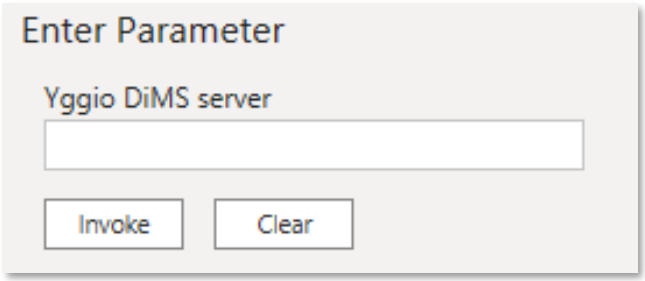 Figure 17: Enter the Yggio server with or without a credential tag, e.g. "BY+mydemo"