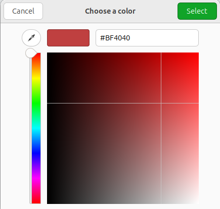 The colour picker with the hex code field
